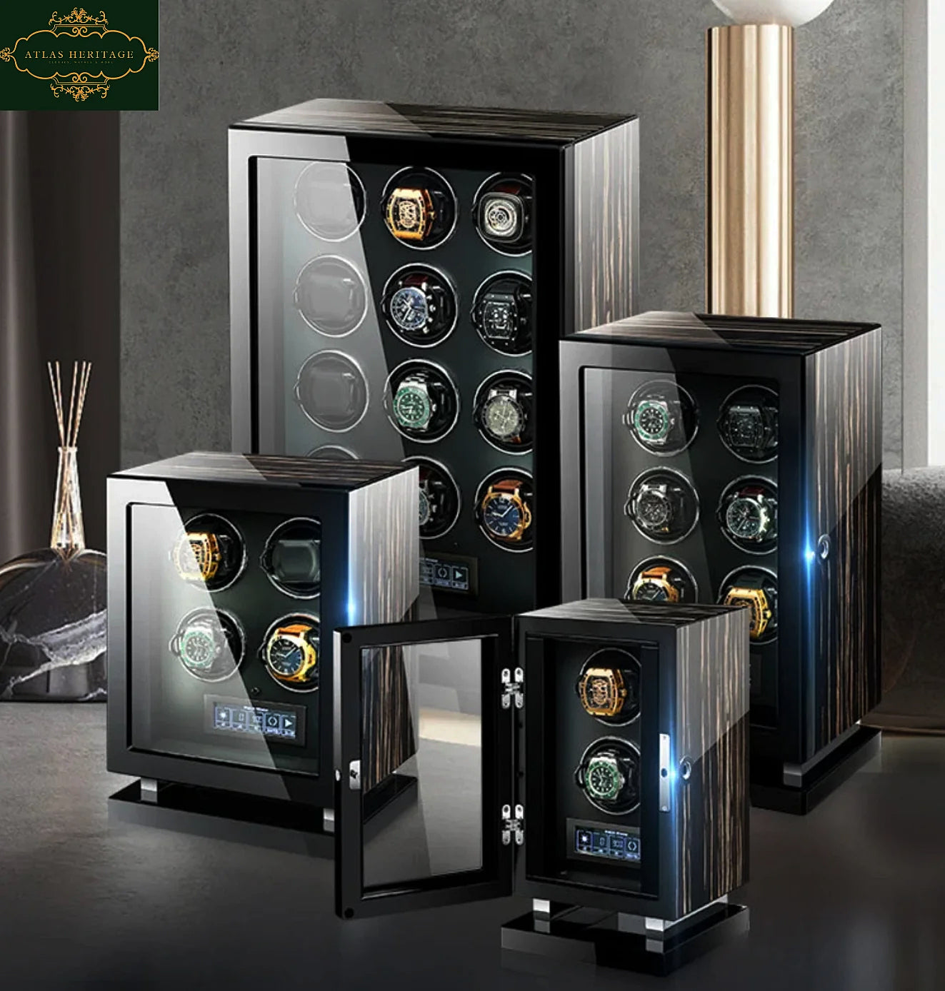 Luxury "Signature" Automatic Winder Box with Biometric Security