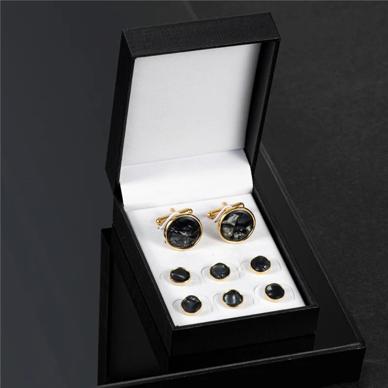 Cufflinks and Tuxedo Buttons Box Set - 14 Colors