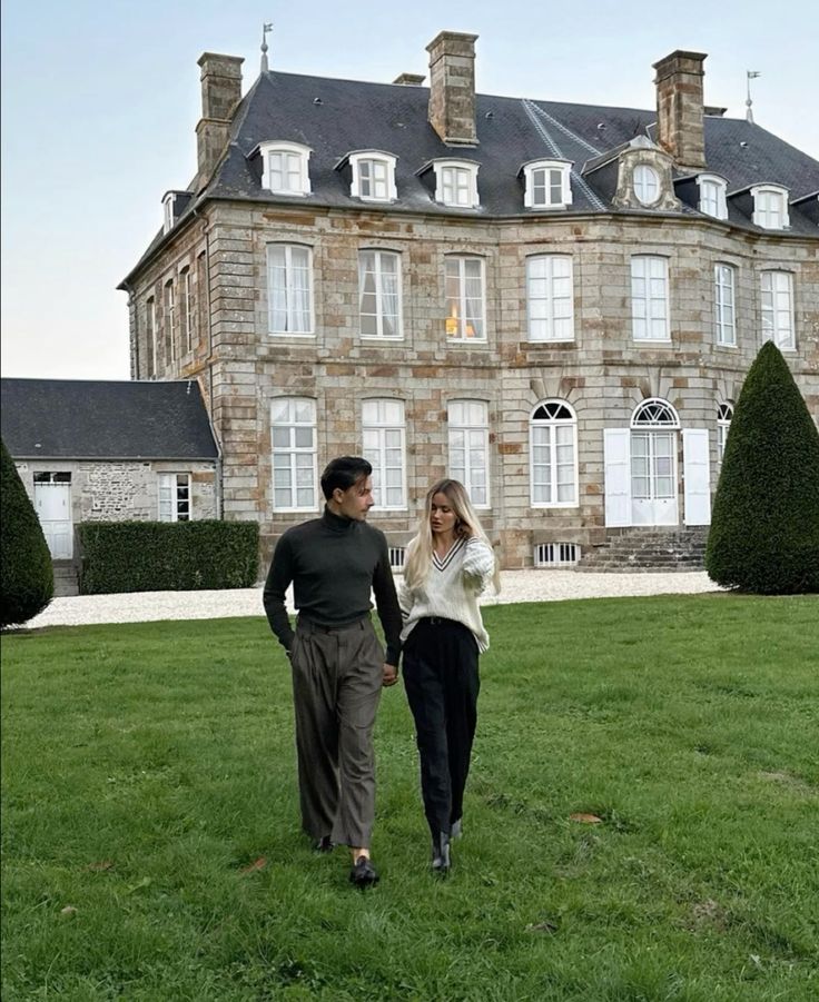 old money couple outfit - old money pants - old money sweat - old money shoes - old money castle - aesthetic old money